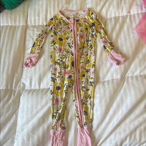 Little Sleepies Floral Kids One Piece Pajama - Pink and Yellow